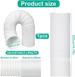 Inovra- Afvoerslang 2 Meter - 150 mm Diameter - PVC Afvoerslang - Verlenging - Draagbare Airconditioning - Geschikt voor Wasdroger/Afzuigkap - Afvoerslang Voor Airco — thumbnail 3