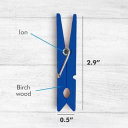 SnelShoppen - Blauwe houten wasknijpers 7,5 cm - 50 stuks roestbestendige clips voor wasgoed, knutselen en DIY - Natuurlijke houten haringen voor wasl — thumbnail 3