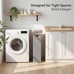 Slimme Wasmand met Deksel, Smalle Wasmand met Verwijderbare Tas, Opvouwbare Vuilwasmand met Handvatten voor Badkamer, Slaapkamer en Wasruimte, 75L, Lichtgrijs - Ideaal voor Organisatie en Ruimtebesparing — thumbnail 5