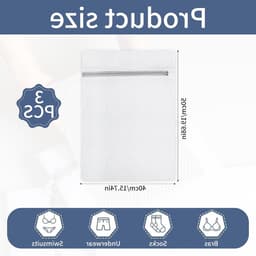 Duurzame Waszakken Set van 3 Stuks met Rits - Bescherming voor Kleding, Antiklit en Reisopslag 50x40cm — thumbnail 5