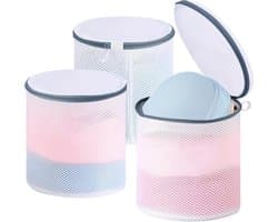 Set van 3 Wasnetten voor Bh's en Ondergoed - 18 x 20 cm Herbruikbare Waszakken met Verstevigde Rits voor Kleding en Sokken