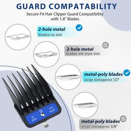 SnelShoppen - Combs Kammenset 10 Stuks - Volledige Grootte Beschermers 1/16 tot 1 Inch - Gekleurde Metalen Clips voor Tondeuses - Grijs — thumbnail 2