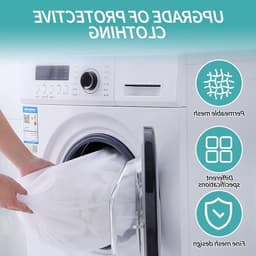 Wasnetten voor wasmachine - 4 herbruikbare waszakken, fijnmazig met koordstopper voor delicate kleding, jeans en truien — thumbnail 2