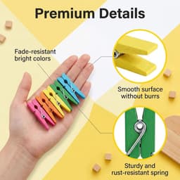SnelShoppen - 50 Stuks Kleurrijke Houten Wasknijpers, Mini Knijpers in 10 Kleuren voor Fotowand, Decoratie, Knutselen, Feest, Geschenken, Natuurlijke — thumbnail 5
