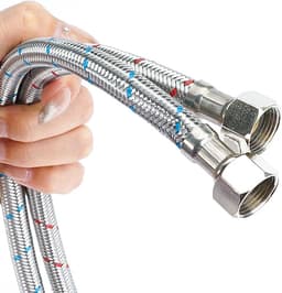 SnelShoppen - 2 Stuks Flexibele Aansluitslang 60 cm, RVS Waterkraan Slang 3/8, Kranen Verlengstuk voor Keuken en Badkamer, Koude en Warme Water Slang — thumbnail 2