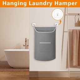 SnelShoppen - 2 Stuks Hangende Waszakken 91 x 56 cm - Ruime Opbergtas voor Kleding, Beddegoed, Handdoeken - Grijs, Muur Gemonteerd, Ideaal voor Deur, — thumbnail 3