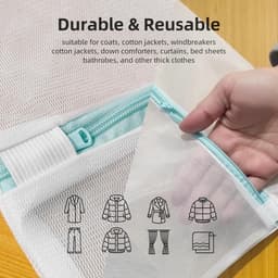 Wasnet XXL 60 x 80 cm - sterk gaas voor beddengoed, gordijnen en handdoeken - beschermt textiel tijdens wassen - m-winkel — thumbnail 2