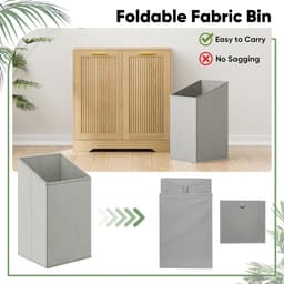 Smuxee Double Tilting Laundry Basket, Hidden Laundry Cabinet with Double Baskets, Natural Trash Can with Small Ribbed - ShopVlot — thumbnail 3