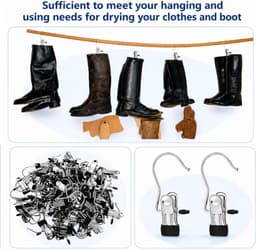 Metalen knijpers set van 32 stuks, 360° draaibare laarsklemmen, roestvrij staal, antislip kleerhangerclips voor kleding en wasgoed, zwart en duurzaam — thumbnail 2