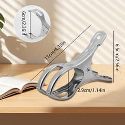 SnelShoppen - Rvs Strand Handdoek Klemmen 12 Stuks - Grote Kleding Knijpers - Windbestendige Metalen Klemmen voor Was, Strand, Badhanddoek, Tapijt - T — thumbnail 3