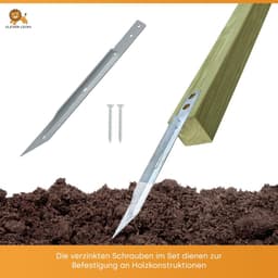 SnelShoppen - Pack van 4 Grondankers voor Schommel, Tuin, Speeltoren, Rozenboog - Galvaniseerd Staal, Inclusief Houten Schroeven, Veilig en Duurzaam — thumbnail 4