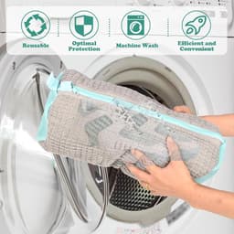 Thijox - 2 Stuks Herbruikbare Schoenenzakken voor Wasmachine - Waszakken met Ritssluiting voor Sneakers, Sportschoenen en Meer - Grijs, 360 Graden Bes — thumbnail 4