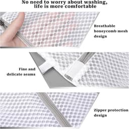 SnelShoppen - 4 Stuks Netwaszakken voor Lingerie - Mesh Waszakken met Ophanglus - Lichtgrijs - Ideaal voor Ondergoed en Delicate Kleding — thumbnail 4