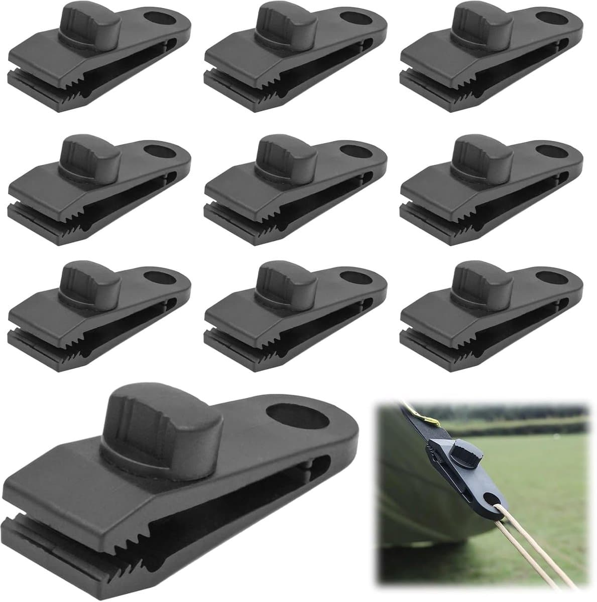 10 stuks zeilspanners, zeilbevestiging, tarp clips, tentzeilclips, verstelbare zeilbevestiging voor camping, luifels, zonnezeil en tuin, antislip ontwerp voor een veilige grip — afbeelding 1