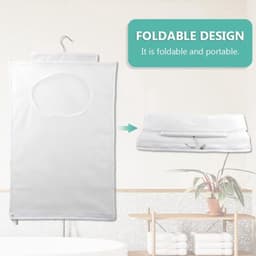 Duurzame waszak - Op te hangen wasmand - Doorzichtige mesh-polyester - Wit - Zelfklevende haken - Perfect voor organisatie - Ideaal voor... — thumbnail 4