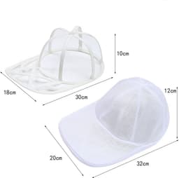 2 stuks - Mesh pettenwasbeschermer - Pettenwaszak - Pettenwasmand - Pettentas - Wit - Met standaard - Vormvast - Machinewasbaar - Geschikt voor alle maten baseballpetten met platte en gebogen bovenkant - Wasbaar in de wasmachine — thumbnail 5
