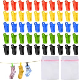 SnelShoppen - 50 Stuks Wasmachine Droger Sokclips met Haken, Kleurrijke Sokhouder, Duurzaam en Herbruikbaar, Perfect voor Het Sorteren van Sokken — thumbnail 1