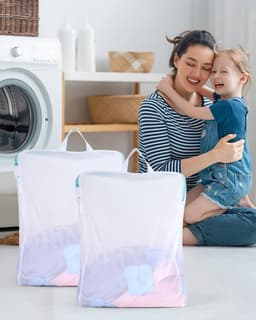 SnelShoppen - Wasnet voor Delicate Kleding - Mesh Waszak met Handvat en Rits - 40x50cm - Set van 2 - Ideaal voor Ondergoed, Blouses en Hemden — thumbnail 2