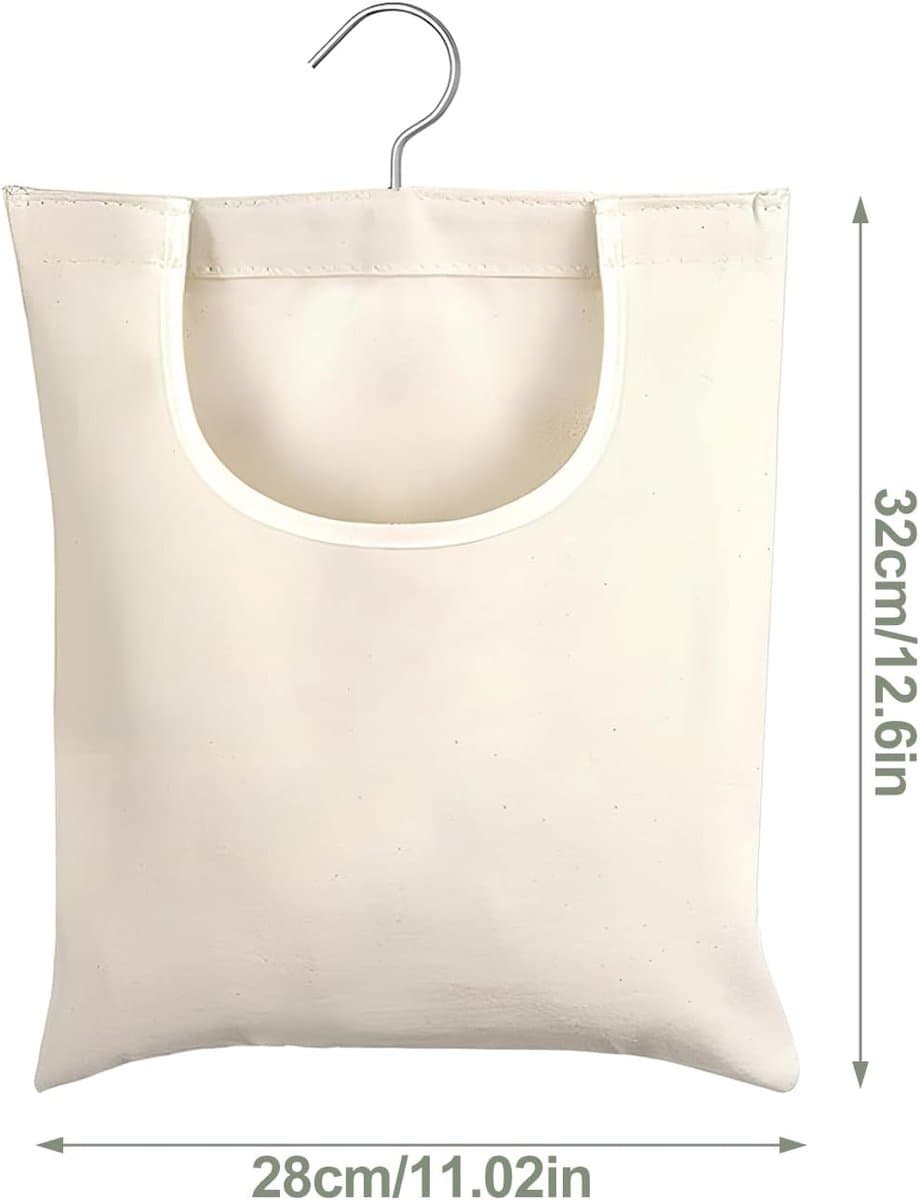 SnelShoppen - Wasknijperzak, Beige 32 x 28 cm - Duurzaam Linnen met Roestvrij Stalen Beugels - Ideaal voor Thuis, Camping, Tuin en Keuken — afbeelding 1
