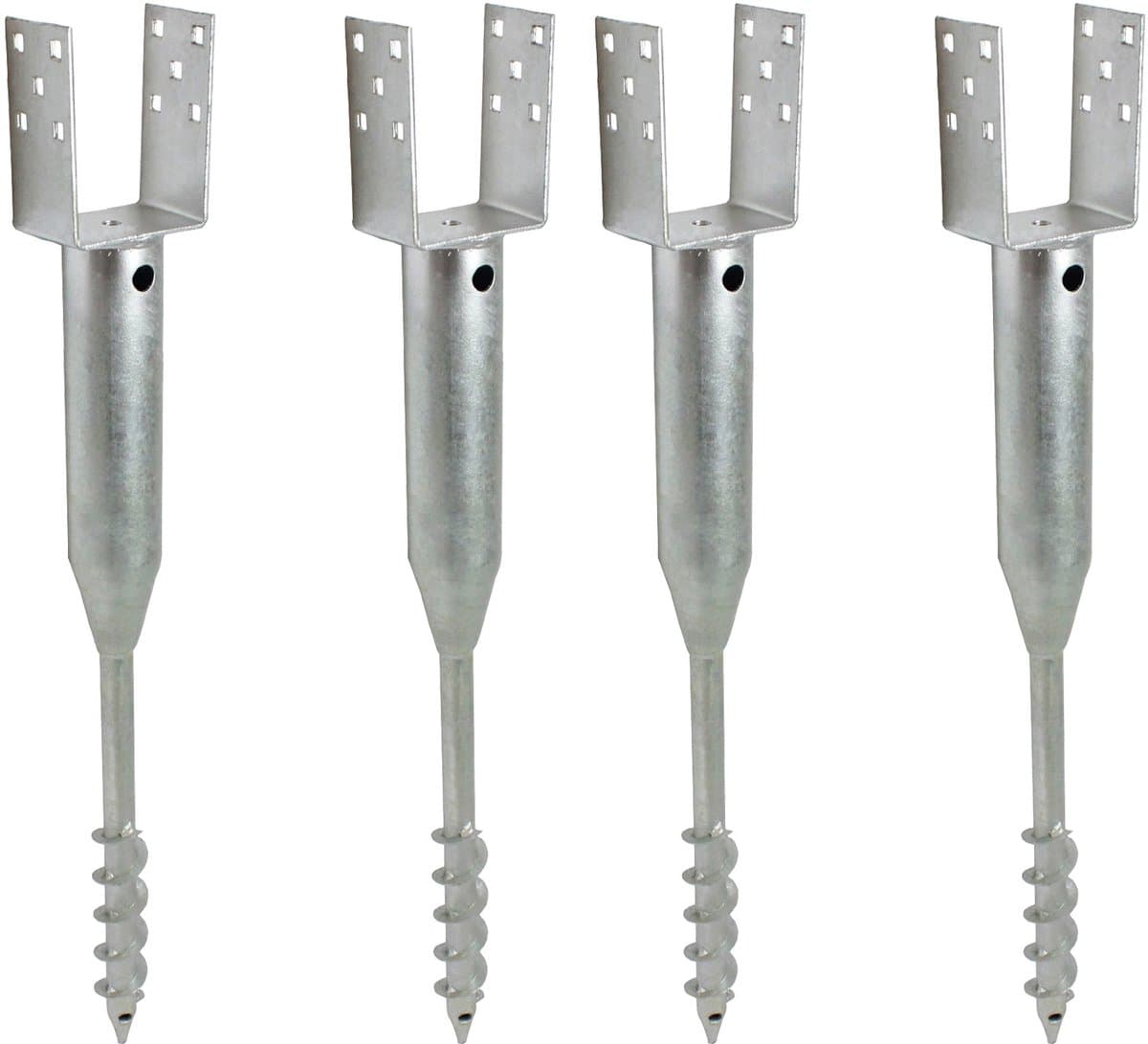 TRUTZHOLM Grondbus 10x10 cm om te Schroeven Set van 4 - U-Profiel Grondanker 86.5cm - Thermisch Verzinkt Paalhouder 100mm — afbeelding 1