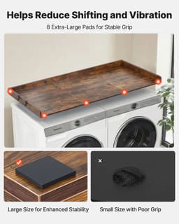 VEVOR Wasmachine en Droger Bovenplaat, 137 X 69,9 cm Houten Was- en Drogerbovenplaat met Rand en Haakjes, Waterbestendige Wasmachinebovenplaat voor Waskast, Pantry en Werkplaat Organiseren en Opbergen, Bruin — thumbnail 4