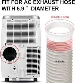 1-pack - Aansluiting voor slang van draagbare airconditioner - Aansluiting voor draagbare airconditioner - Adapter voor afvoerslang van airconditioner - Geschikt voor afvoerslangen van 5,9 inch - 5,9*6,3 inch - Wit — thumbnail 2