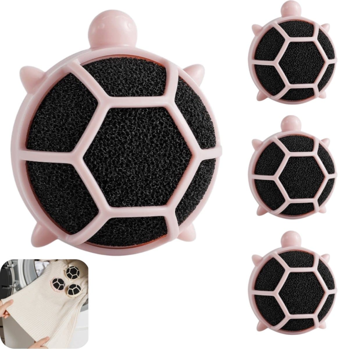 4 stuks-Waspluizenverwijderaar - Pluisballen - Herbruikbaar - Huisdierhaarverwijderaar - Wasaccessoire - Geschikt voor het absorberen van huisdierhaar - Klittenvrij - Roze - 7,7*6,6*4 cm — afbeelding 1