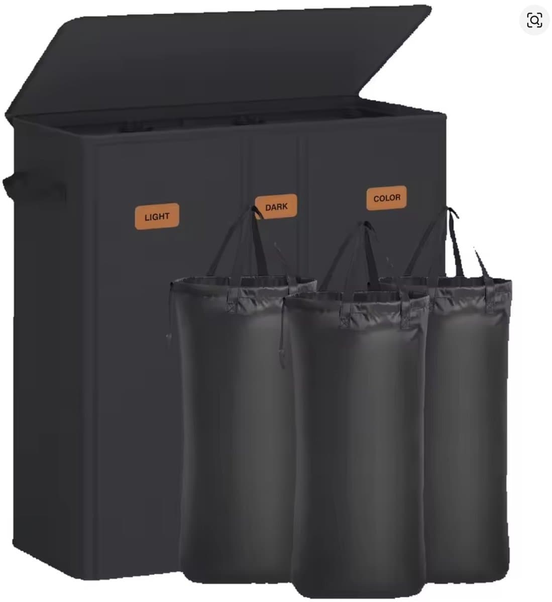 LeeuwenChoice® Wasmand Met 3 Compartimenten - 160 L - Met Deksel - 5 labels - Uitneembare & Wasbare Binnenzak — afbeelding 1