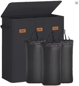 LeeuwenChoice® Wasmand Met 3 Compartimenten - 160 L - Met Deksel - 5 labels - Uitneembare & Wasbare Binnenzak — thumbnail 1