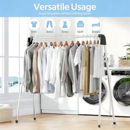 Opvouwbaar wasdroogrek - Draagbaar wasdroogrek voor op reis - Geschikt voor het drogen van truien, babykleding en handdoeken - Kan binnen en buiten worden gebruikt - 122 cm — thumbnail 3