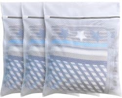 Wasnetjes met ritssluiting - Wit - 3 Set L+L+L - Honingraat Mesh Waszakken - Voor Delicate Was