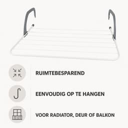 Hangend Droogrek - Voor Radiator, Deur en Balkon - Inklapbaar — thumbnail 4