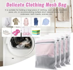 4 Wasmachine Waszakken 30x40 cm - Kuiswaszak Met Rits Voor BH Sokken En Delicate Kleding - Beschermnet Voor Schoenen En Shirts - Reiswaszak Voor Fijne Was — thumbnail 4