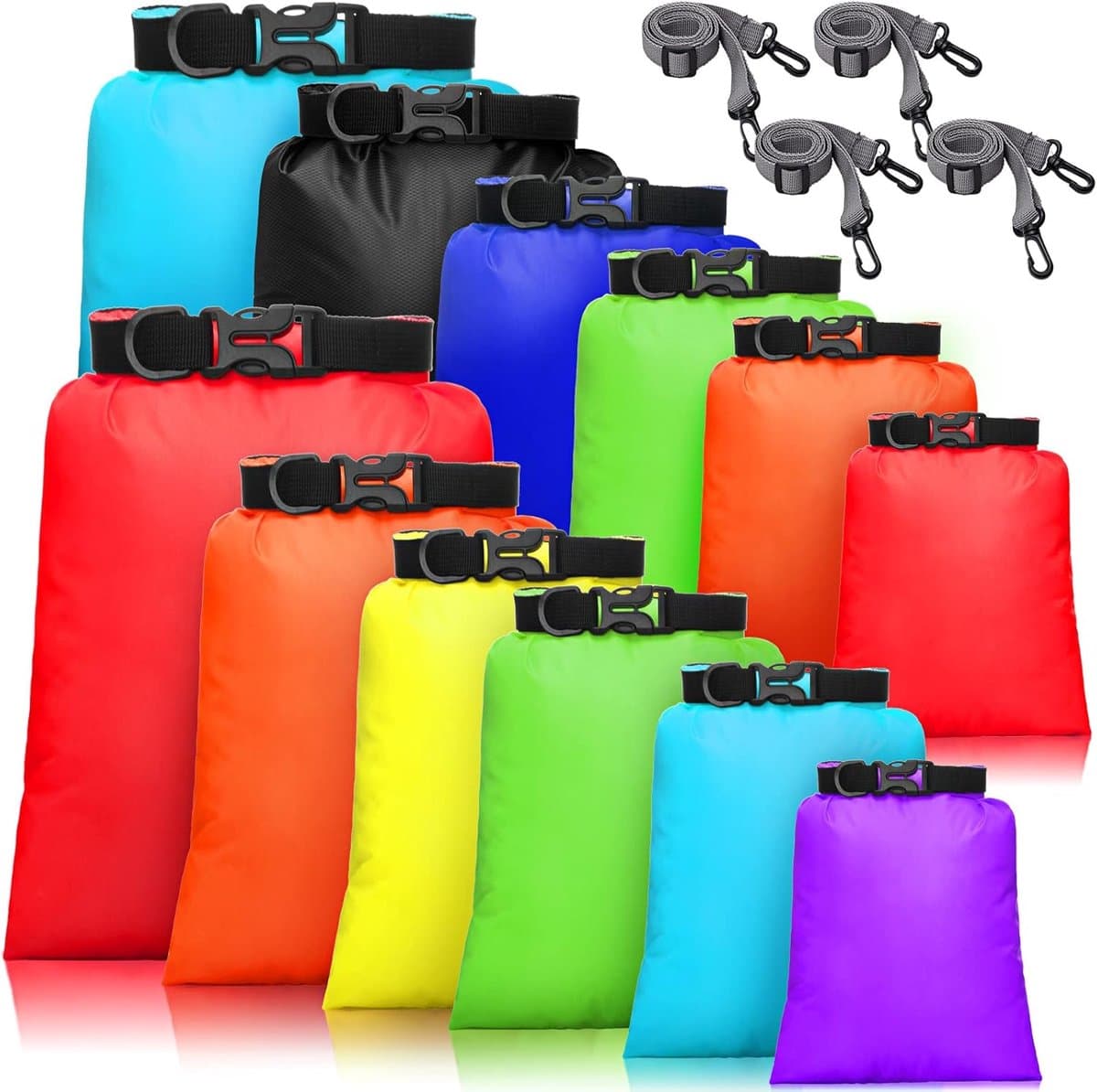 Waterdichte Dry Bag Set 6 Maten Lichtgewicht Zakken en Lange Verstelbare Schouderriem Outdoor Waterdicht Houden Gear Dry Bag Stuff Zakken voor Backpacken, Varen, Wandelen Camping — afbeelding 1