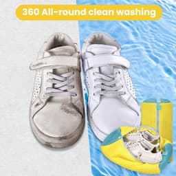 Dailygoods - Herbruikbare Schoenwastas met Rits, Compleet Schoonmaak voor Wasmachine (2 Stuks, Geel) — thumbnail 4