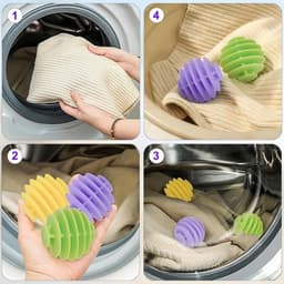 Set van 6 herbruikbare wasballen voor wasmachine en droger - Bespaar energie en tijd met drogerballen. — thumbnail 4