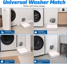 Lekbak wasmachine - Universele afvoerbak voor wasmachines met voorlader - Afvoerbak voor wasmachine - Lekbak voor Wasmachine en Vaatwasser - Opvangbak - Wasmachine opvangbak - Afvoerbak - Wateropvangbak voor kelder, woning, camper - Wit — thumbnail 4