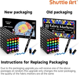 Art Stoffen pennen, 30 kleuren dubbele punt permanente stoffen markers voor kleding, T-shirt, schoenen, niet-toxisch en geen bloeden permanente stoffen pennen voor kinderen volwassenen — thumbnail 5