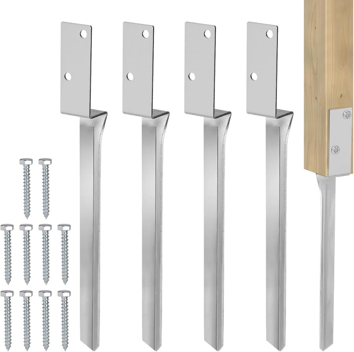 SnelShoppen - Set van 4 inslaghulzen voor schommel en grondankers, 4 x 50 cm thermisch verzinkt staal, stabiele paalhouders voor tuin, speelhuis, roze — afbeelding 1