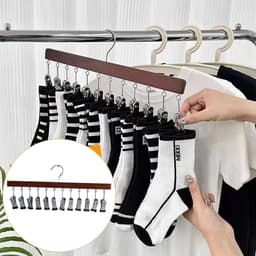 Massief houten haakclip, houten waslijn met 12 clip voor jeans Rokken sokken broekhangers 38x21cm — thumbnail 3