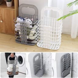 2 stuks Opvouwbare manden - Wasmand - Speelgoedmand - Toiletartikelenmand - Badkamerwasmand - Hangende opvouwbare mand - Inclusief haken - Voor vuile was, speelgoed, toiletartikelen, schrijfwaren, groenten (36,6*23,3 cm - Diverse kleuren) — thumbnail 4