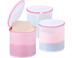 3 stuks beha-wasnet voor wasmachine, 18 x 20 cm, waszak, wasmachine met verborgen ritssluiting, verdikte waszak, herbruikbare waszakken voor beha's, ondergoed, sokken (roze)