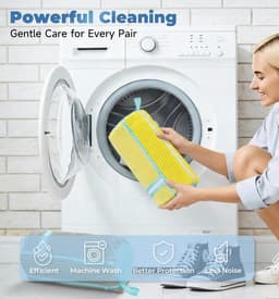 Ryoudavell - Waszakken voor Schoenen - 2 Stuks - Chenille Schoenenwaszak met Handig Zijvak voor Inlegzolen - Grote Beschermende Wasnetten voor Wasmachine en Droger - Geel — thumbnail 5
