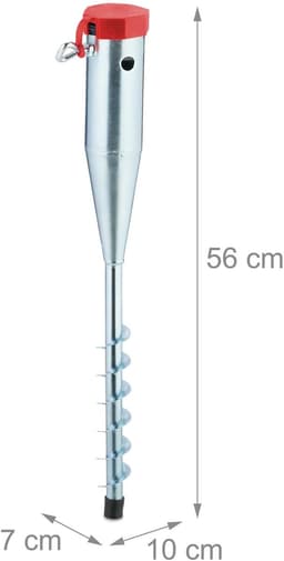 grondanker parasols en droogmolens, grondpen met adapters, 25-55 mm, om in de grond te draaien, zilver-rood — thumbnail 3