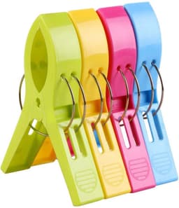 Strandhanddoekclips, 4 Stuks Grote Wasknijper Handdoekknijpers, Felgekleurde Plastic Quiltclips voor Ligbedden, Ligstoelen, Zwembadstoelen, Wasgoed — thumbnail 1