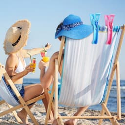 10 stuks kleurrijke strandhanddoekclips, extra grote plastic wasclip wasknijpers winddichte kledingspelden voor strand, zwembad, dagelijkse wasserette, zware badhanddoek — thumbnail 4