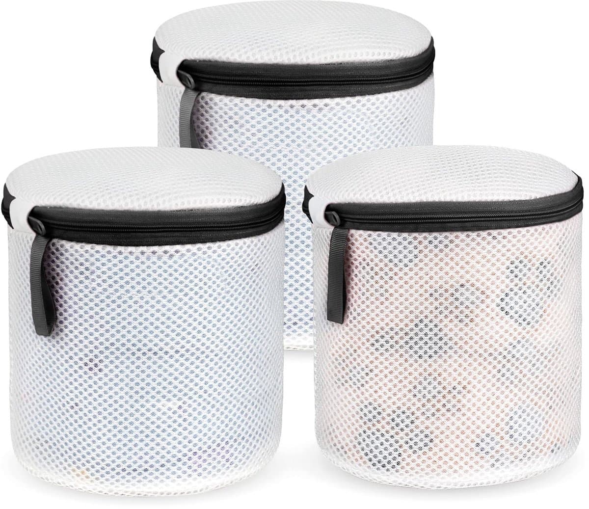 Wasnet voor wasmachine, waszak van netstof, herbruikbare waszak met ritssluiting voor beha's, kleding, sokken, babykleding enz., set van 3, zwart — afbeelding 1