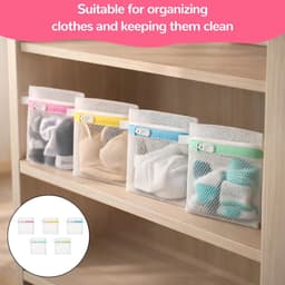 Wasnetten, honingraatstructuur voor maximale bescherming, ideaal voor fijne was, sokken en maskers, 14 x 12 cm ritssluiting voor wasmachine en droger — thumbnail 3