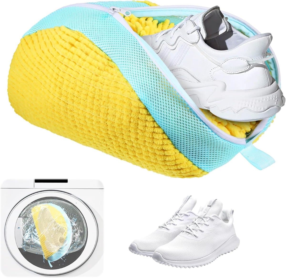 Schoenenwaszak voor de wasmachine, multifunctionele bescherming voor sneakers en schoenen, 1 stuk (Geel) — afbeelding 1