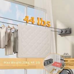Retractable waslijn - wandmontage - space saving - ideaal voor balkon en badkamer - ShopVlot — thumbnail 5
